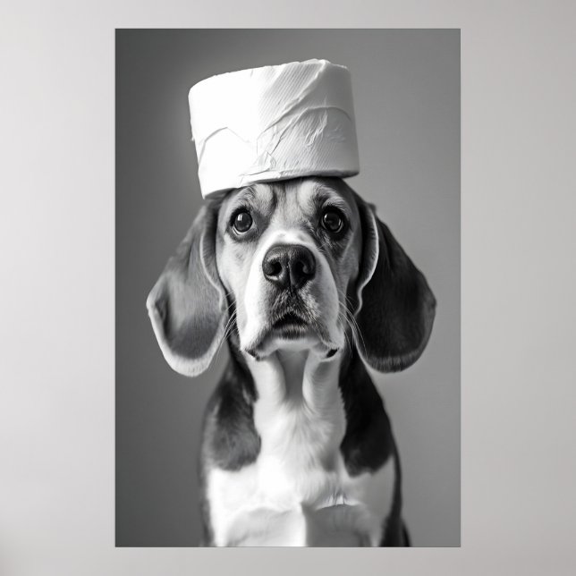Impressão Artística de Banheiro de Beagle Engraçad (Frente)