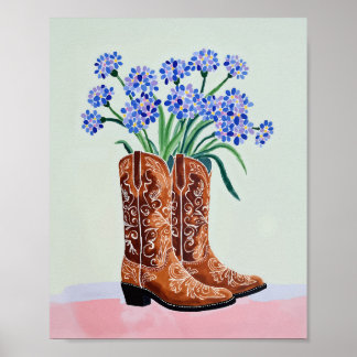 Impressão Artística de Botas de Cowboy Bluebonnet