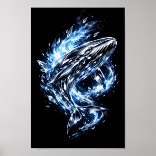 Impressão Artística de Cristal de Gelo Azul Baleia