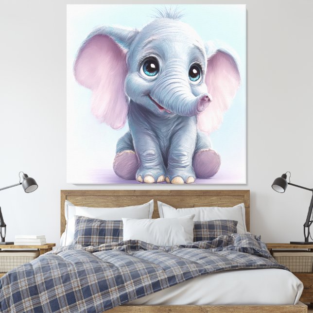 Impressão artística de elefante bebê caprichosa in (Insitu(Quarto))