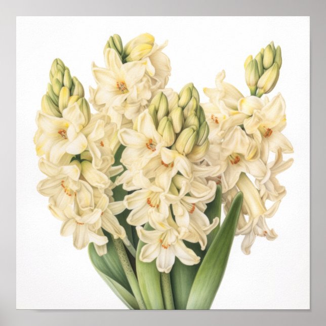 Impressão Artística de Flor de Jacinto Creme Poste (Frente)