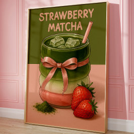 Impressão artística de morango matcha estética, ar