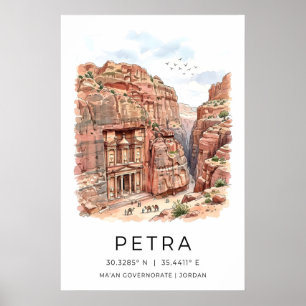 Impressão artística de Petra, cena do canyon, fach