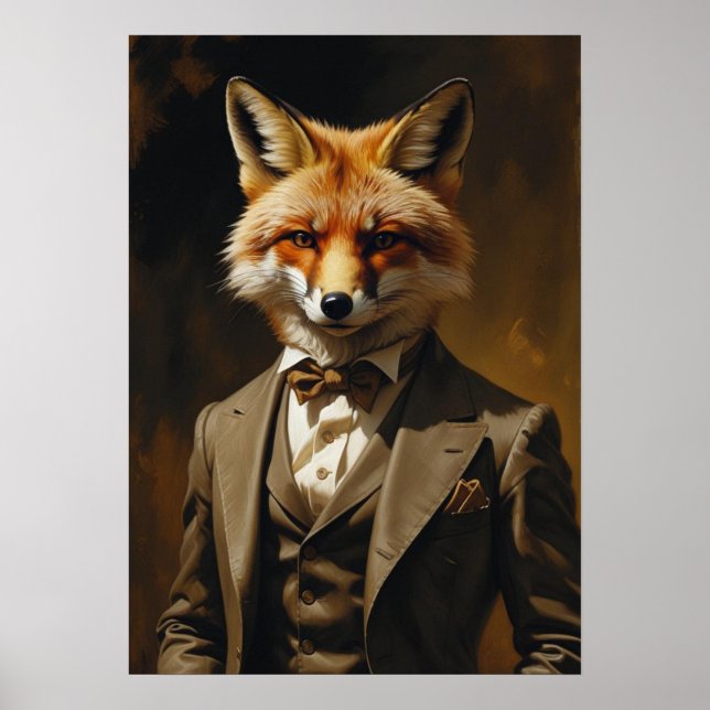 Impressão artística de raposa de terno Cartaz de p (Frente)