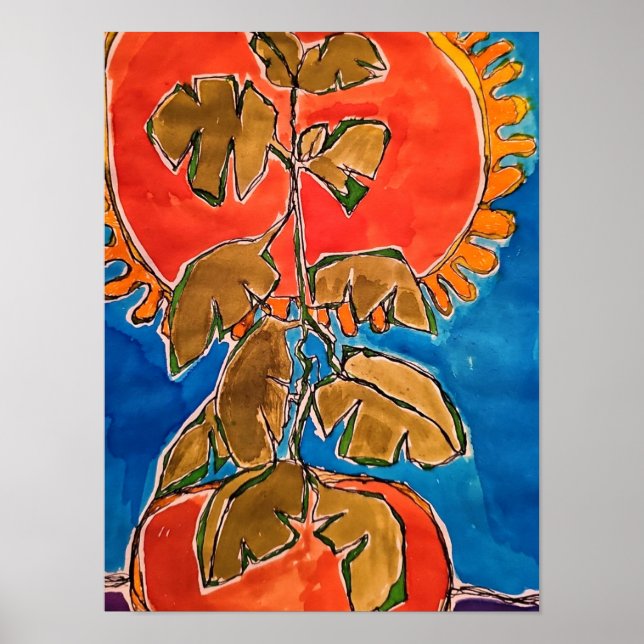 Impressão artística de uma planta de tomate surrea (Frente)