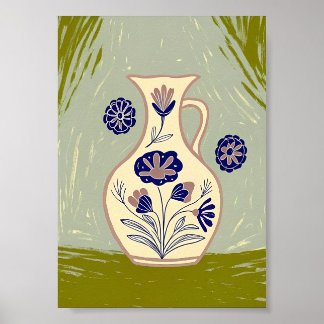 Impressão Artística de Vaso de Flores Artesanal Me (Frente)