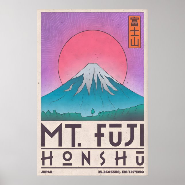 Impressão artística do Monte Fuji Poster de viagem (Frente)