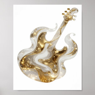 Impressão Artística Dourada GUITARRA DORADA