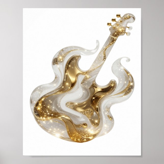 Impressão Artística Dourada GUITARRA DORADA (Frente)