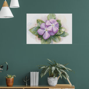 Impressão Artística em Aquarela de Flor Roxa