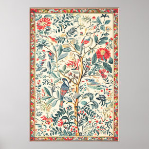 Impressão Artística Floral Indiana Pássaro Botânic