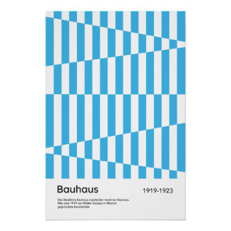 Impressão Artística Geométrica Bauhaus Faixa Azul 