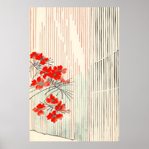Impressão Artística Japonesa Minimalista de Flor V