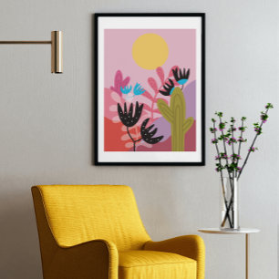 Impressão artística moderna de decoração de cacto 