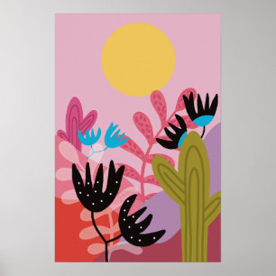 Impressão artística moderna de decoração de cacto