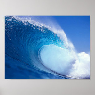 Impressão azul grande da onda