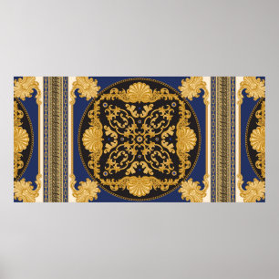 Impressão Bandana sobre fundo preto e azul, Doura
