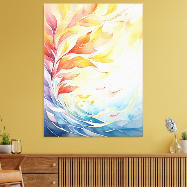 Impressão Botânica Abstrata Moderna em Tela (Insitu(Sala de estar))