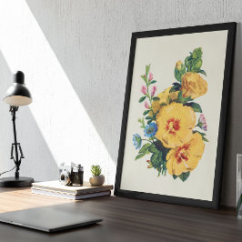 Impressão Botânica de Cor Marinha Antica