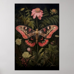 Impressão Botânica de Mariposa Rosa, Borboleta Dar