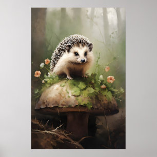 Impressão Botânica de Ouriço, Animal Forestcore
