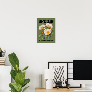 Impressão botânica vintage com uma primavera de fl