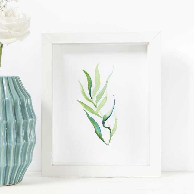 Impressão botânico mínimo verde e branco (watercolor botanical art by Victoria Grigaliunas of Do Tell A Belle)