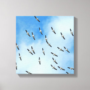 Impressão branco das canvas dos pássaros em vôo