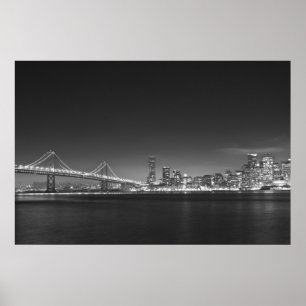 Impressão branco preto de San Francisco da ponte