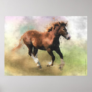 Impressão bretão do potro do cavalo de esboço