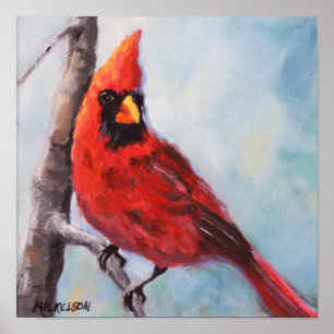 Impressão cardinal vermelho das belas artes do