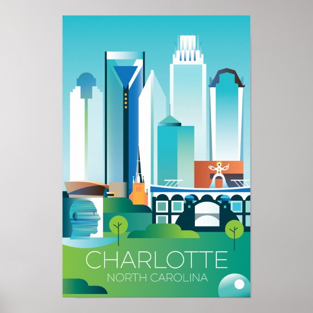 Impressão Charlotte, Carolina do Norte (Frente)