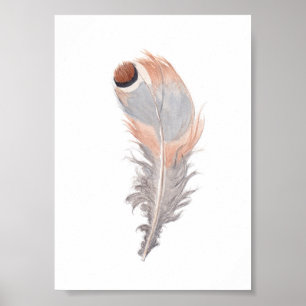 Impressão chique da pintura da aguarela da pena d