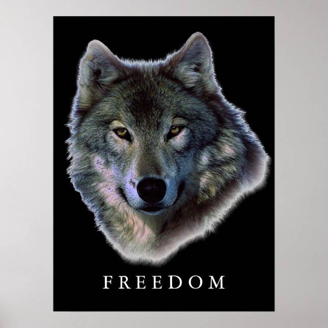 Impressão cinza da Liberdade Motivacional do Wolf (Frente)