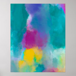 Impressão Colorida de Abstrato Watercolor