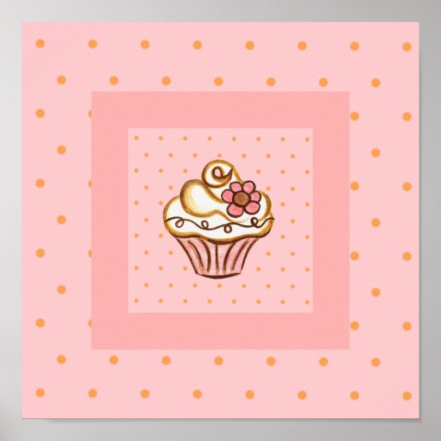 Impressão Cupcake de Poster rosa (Frente)