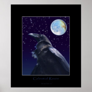 Impressão da arte CELESTIAL do CORVO & da LUA