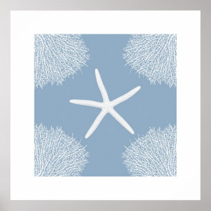 Impressão da arte com seastar e o coral