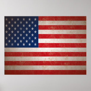 Impressão da arte da bandeira americana do vintag