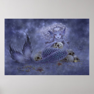 Impressão da arte da fantasia - sereia escura