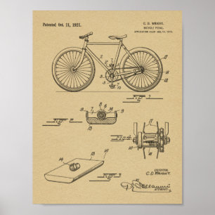 Impressão da arte da patente de design do pedal d