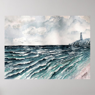 impressão da arte das canvas do farol do seascape