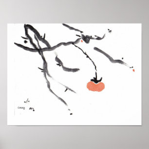 Impressão da arte do caqui e dos ramos