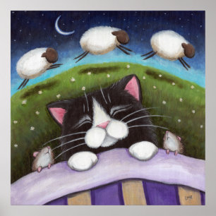 Impressão da arte do gato da fantasia dos sonhos