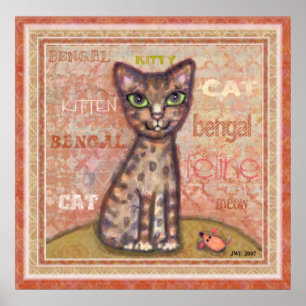 Impressão da arte do gato de Bengal