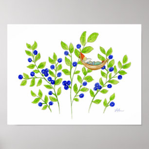 Impressão da arte do gnomo de Bush de mirtilo