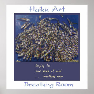 Impressão da arte dos haicais da sala de