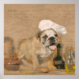 Impressão da Cozinha de Chef do Buldogue Inglês