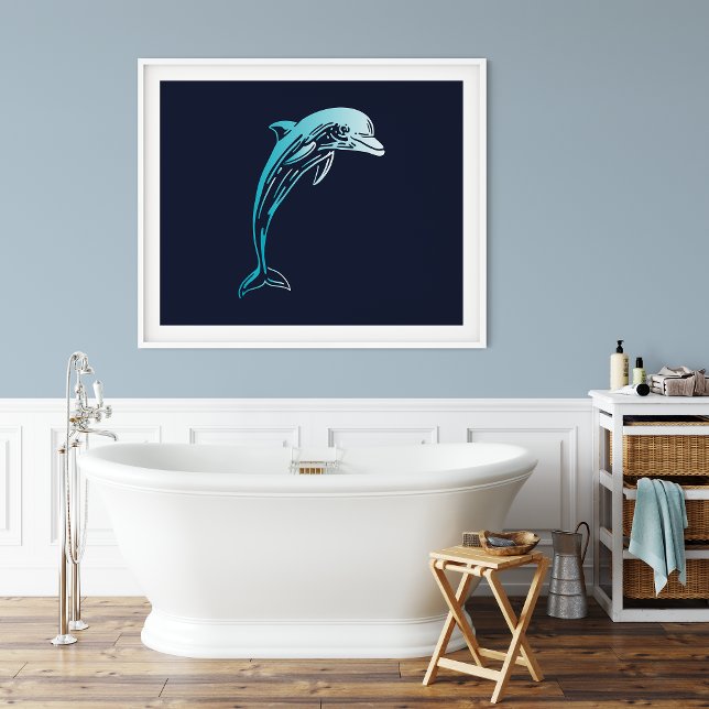 Impressão da Criatura do Golfinho | Impressão de M (Dolphin Coastal Wall Art Poster Print | Sea Creatures)