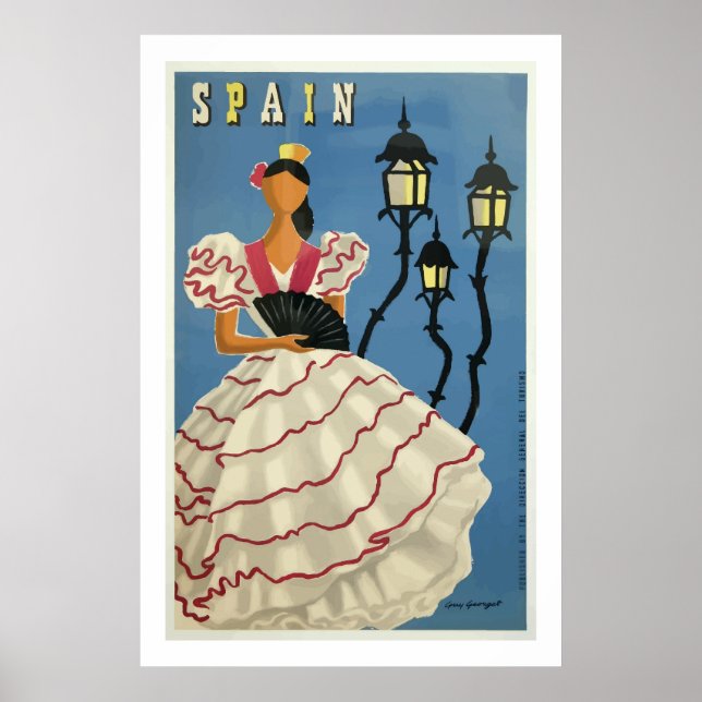 Impressão da Espanha de Poster de viagens de Moda  (Frente)